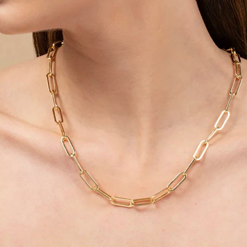 UNCOMMON JAMES paper clip gold necklace, 14k Gold-Plated Brass